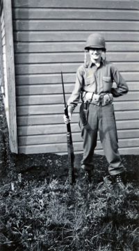 July 1943: Ian Beaton, 58th Infantry, Dutch Harbor...ready for Kiska (Never Happened!).  [Ian Beaton]